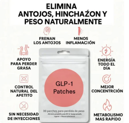 Parches GLP-1. Menos hambre, Menos antojos, Más control*