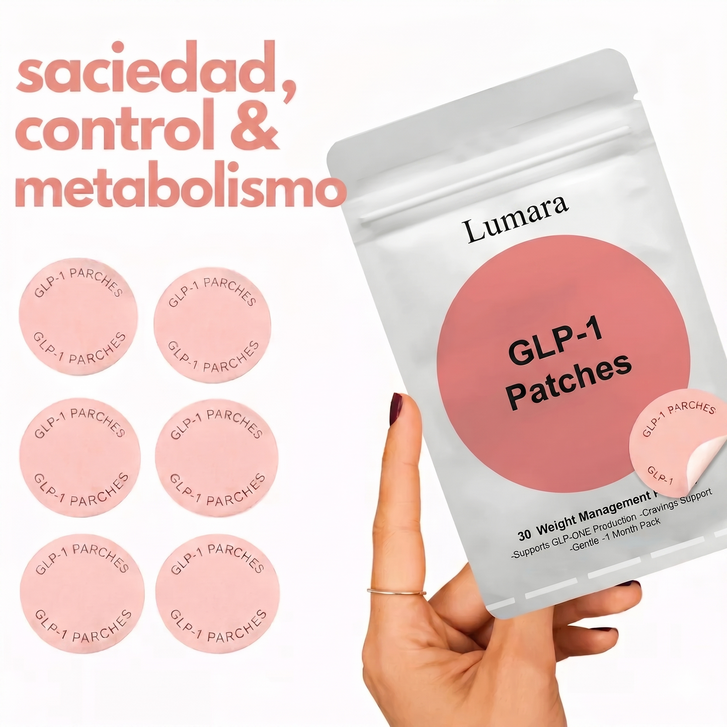 Parches GLP-1. Menos hambre, Menos antojos, Más control*