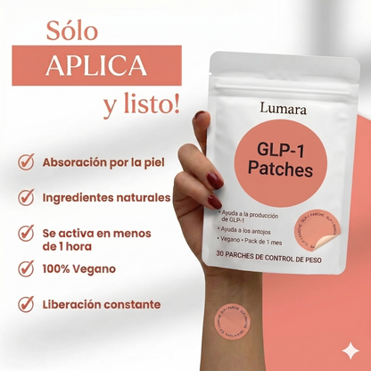 Parches GLP-1. Menos hambre, Menos antojos, Más control*